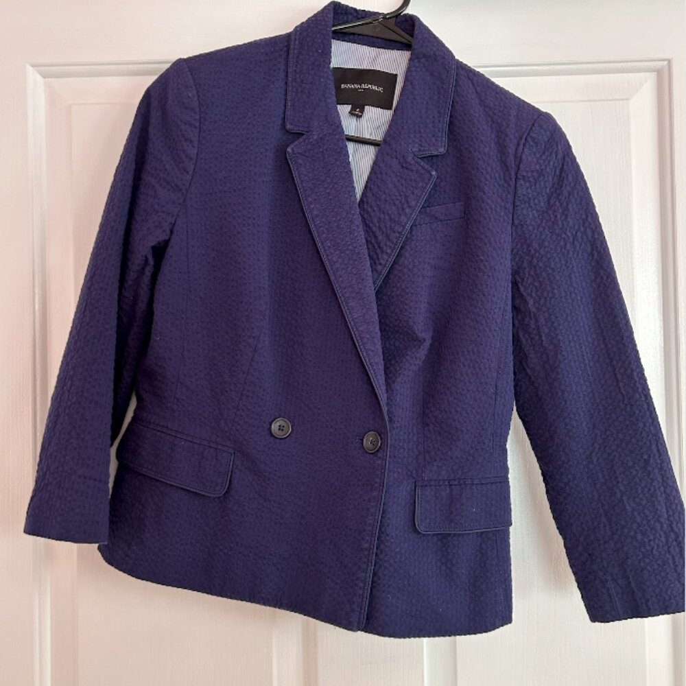 Banana Republic Cropped Blazer, Navy, Barely Worn